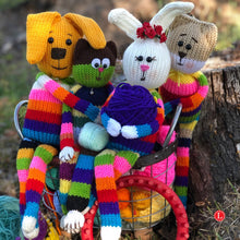 Load image into Gallery viewer, Loom  Knit Bear , Bunny, Dog, Kitty Cat Doll Pattern on a Round Loom by Loomahat