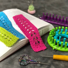 Load image into Gallery viewer, Loom Knit Lacy Stitch Book Mark Copyright Loomahat

