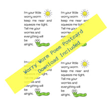 Load image into Gallery viewer, Worry Worm Poem Project Pattern, Cards and Tags |  2 Sizes Printable Labels