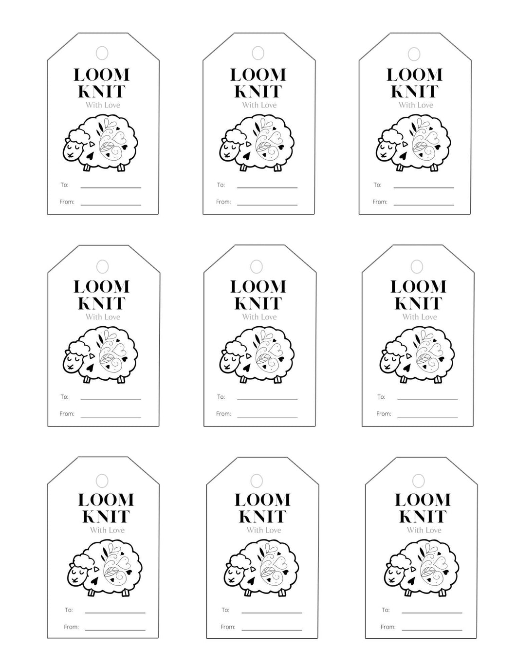 Hearts Sheep Made with Love Printable Labels