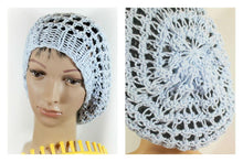 Load image into Gallery viewer, Loom Knit Three Step Stitch Slouchy Hat Snood Pattern. Made with 41 peg loom. Copyright Loomahat