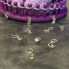 Load image into Gallery viewer, Metal Kitty Cat Stitch Markers Copyright Loomahat