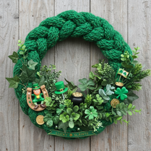 Load image into Gallery viewer, Loom knit St Patrick Wreath 
