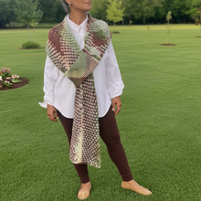 Load image into Gallery viewer, Loom Knit Diamond Lace Loop Shawl  Pattern Copyright Loomahat
