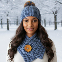 Load image into Gallery viewer, Chunky Loom knit hat. High texture made on a 41 peg large gauge loom. 
