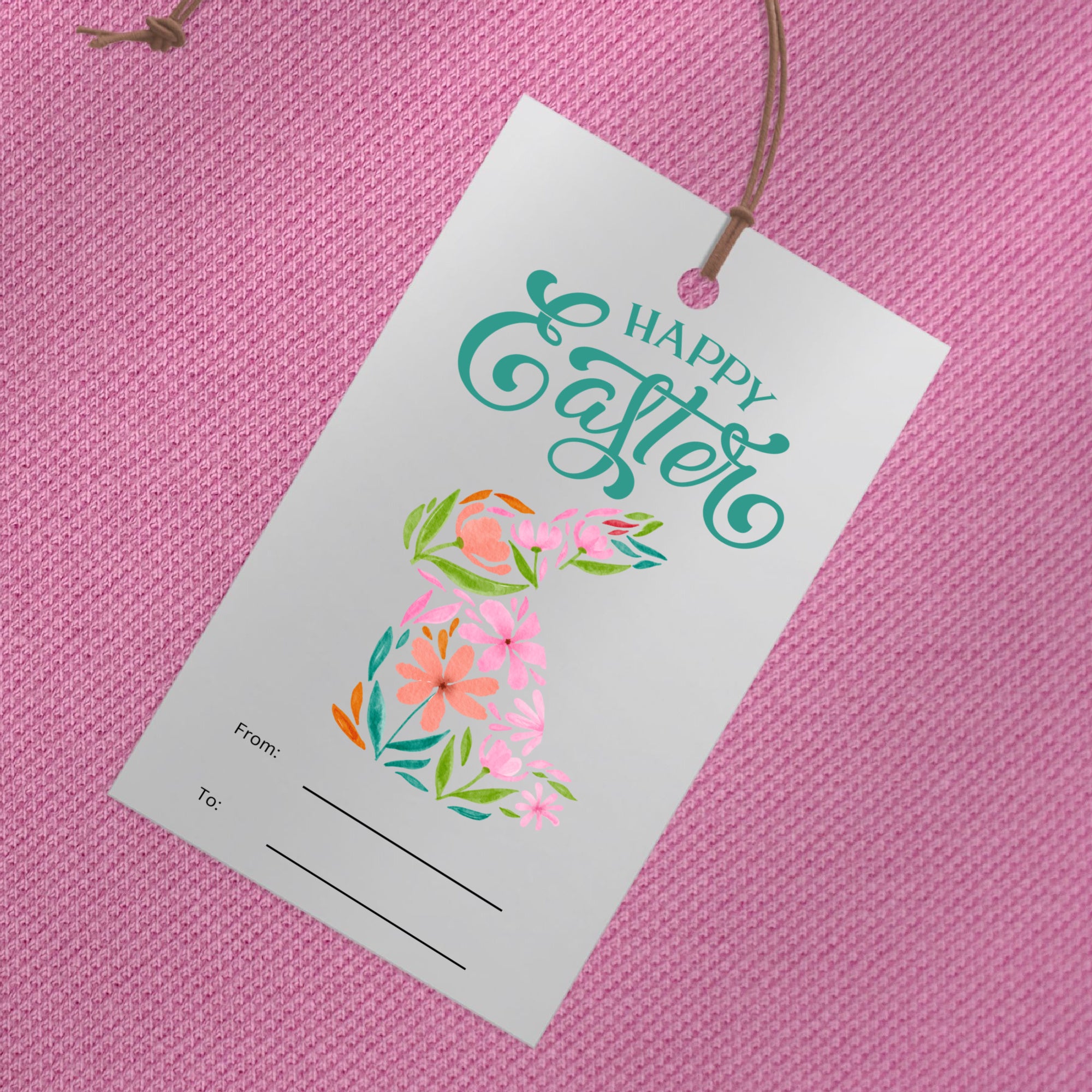 Easter Floral Bunny Gift Tag Printable Labels Loomahat.Store