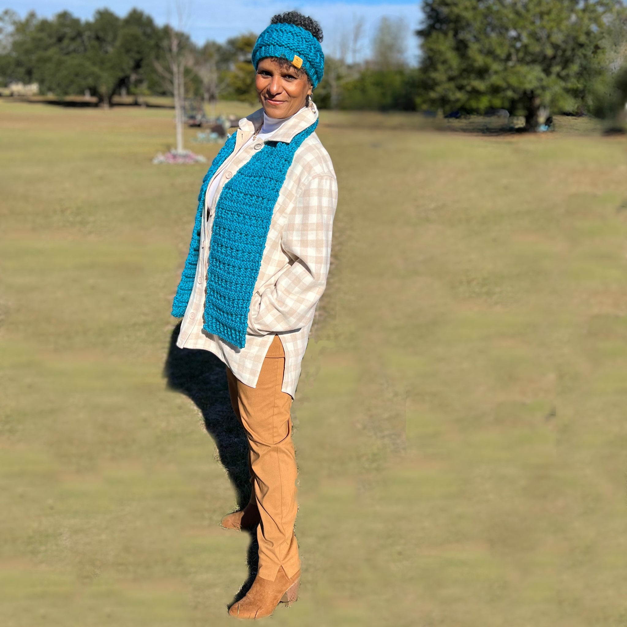 Rib and Purl Headband and Scarf Set – - Main Image