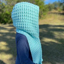 Load image into Gallery viewer, Loom Knit Hooded Scarf with Pockets Pattern with Video Copyright  Loomahat
