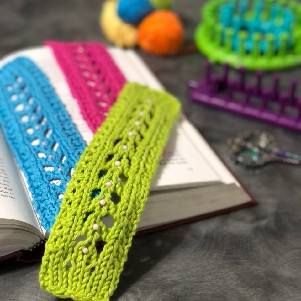 Loom knit lacy bookmark pattern