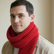 Load image into Gallery viewer, Loom knit Garter Stitch Scarf for Men copyright  Loomahat 
