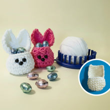Load image into Gallery viewer, Loom knit Easter bunny bags copyright Loomahat
