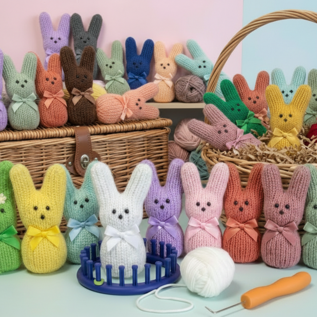 Loom Knit Marshmallow Bunny Pattern with Video – Loomahat.Store