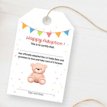 Load image into Gallery viewer, Teddy Bear Adoption Certificate Tags
