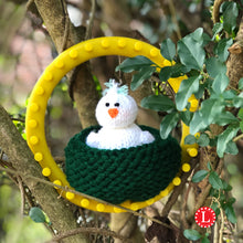 Load image into Gallery viewer, loom knit basket nest tiny chick bird pattern copyright loomahat
