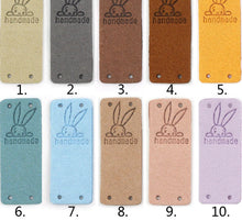 Load image into Gallery viewer, Bunny Rabbit &quot;Handmade&quot; PU Leather Labels Tags with 4 Holes
