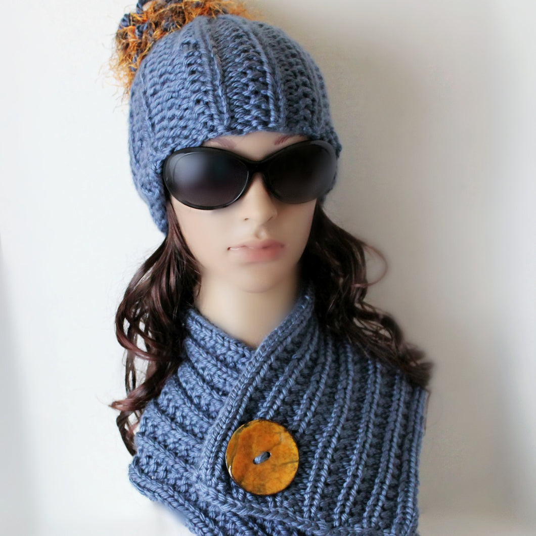 Loom Knit Farrow Rib Stitch Hat and Scarf Set Pattern