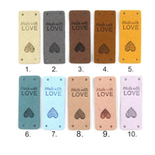 Load image into Gallery viewer, Heart &quot;Made with Love&quot; PU Leather Labels Tags with 4 Holes
