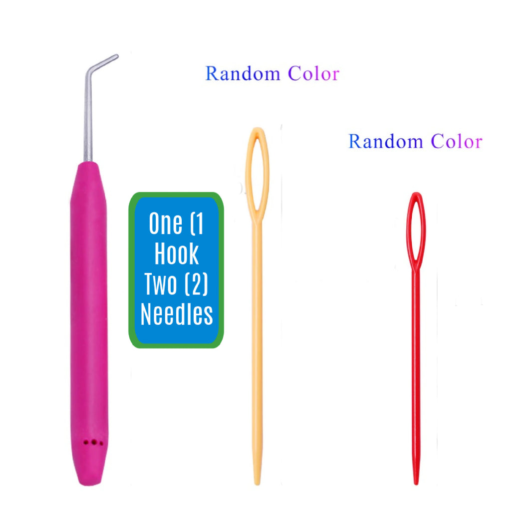 Loom Hook and Needles Set Includes 1 Hook and 2 Blunt Large Eyed Yarn Needles