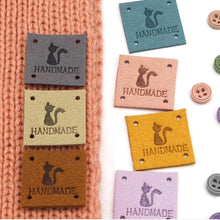 Load image into Gallery viewer, Kitty Cat Handmade Leather Tags Labels
