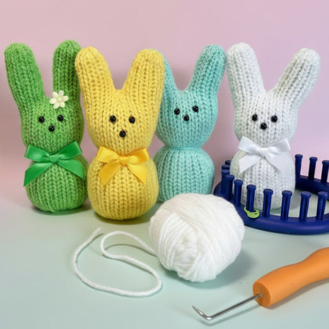 Loom Knit Marshmallow Bunny Pattern with Video – Loomahat.Store