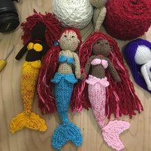 Load image into Gallery viewer, Loom Knit Mermaid Doll Pattern on 24 Peg Loom Knit Copyright Loomahat
