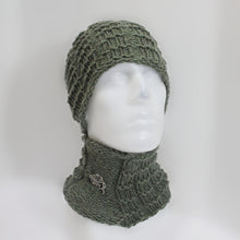 Load image into Gallery viewer, Waffle Stitch Brimless Hat and Cowl Set for Men or Womens Slouchy Beanie Skull Cap
