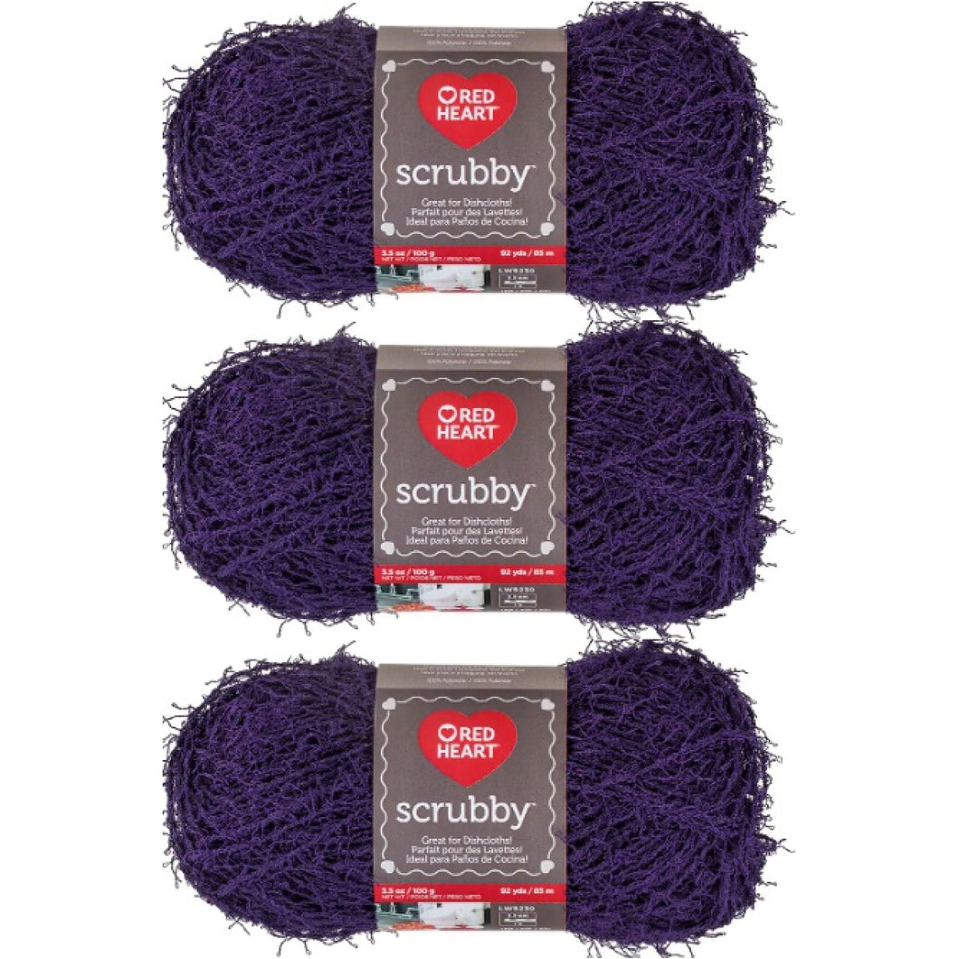 Red Heart Scrubby Yarn in Color Grape 3 Pack Purple