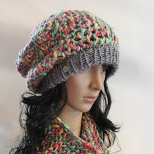 Load image into Gallery viewer, Slub Yarn Hat &amp; Cowl Figure 8 Stitch Set Pattern
