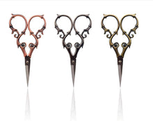 Load image into Gallery viewer, Elaborate Curls Handle Embroidery Scissors Red Copper Silver Bronze

