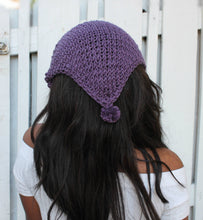 Load image into Gallery viewer, Loom Knit Pattern Scarf Headband Ear warmer for messy bun dreadlocks made on 41 Peg loom by Loomahat Copyright 
