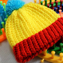 Load image into Gallery viewer, Beginner Easy Loom Knit Hat Pattern with Video Tutorial by Loomahat Copyright 
