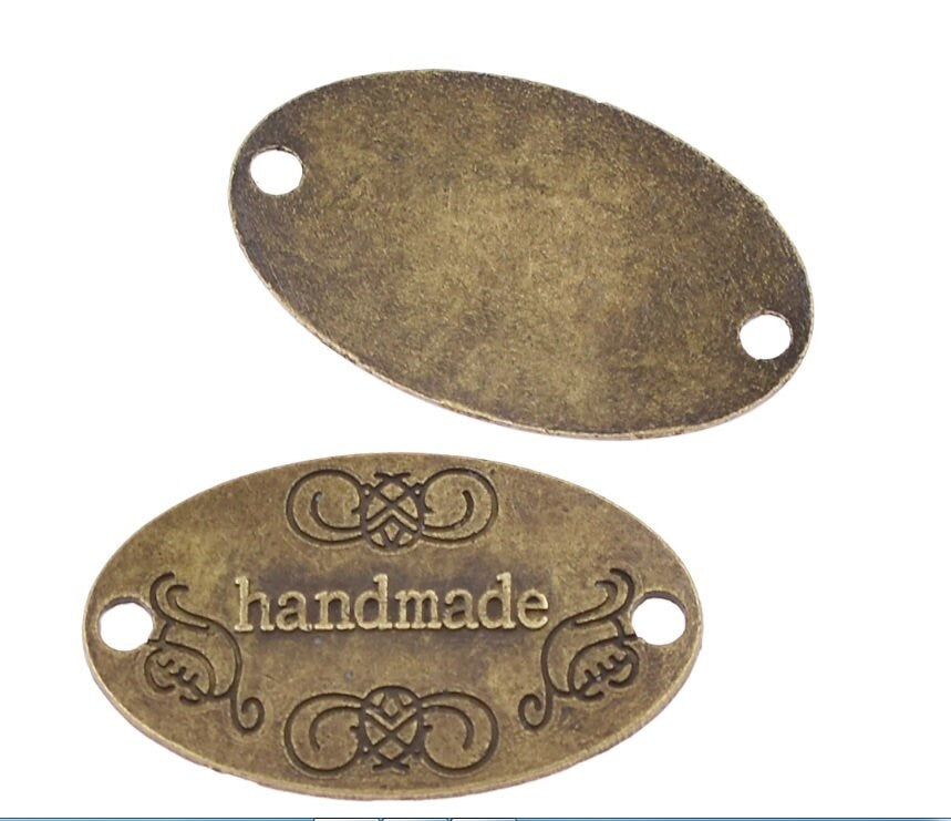 Oval Metal Handmade Labels Tags Sewing Metal Oval with 2 Holes