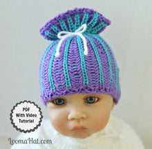 Load image into Gallery viewer, Loom Knit Brioche Stitch Baby Hat Pattern Copyright Loomahat
